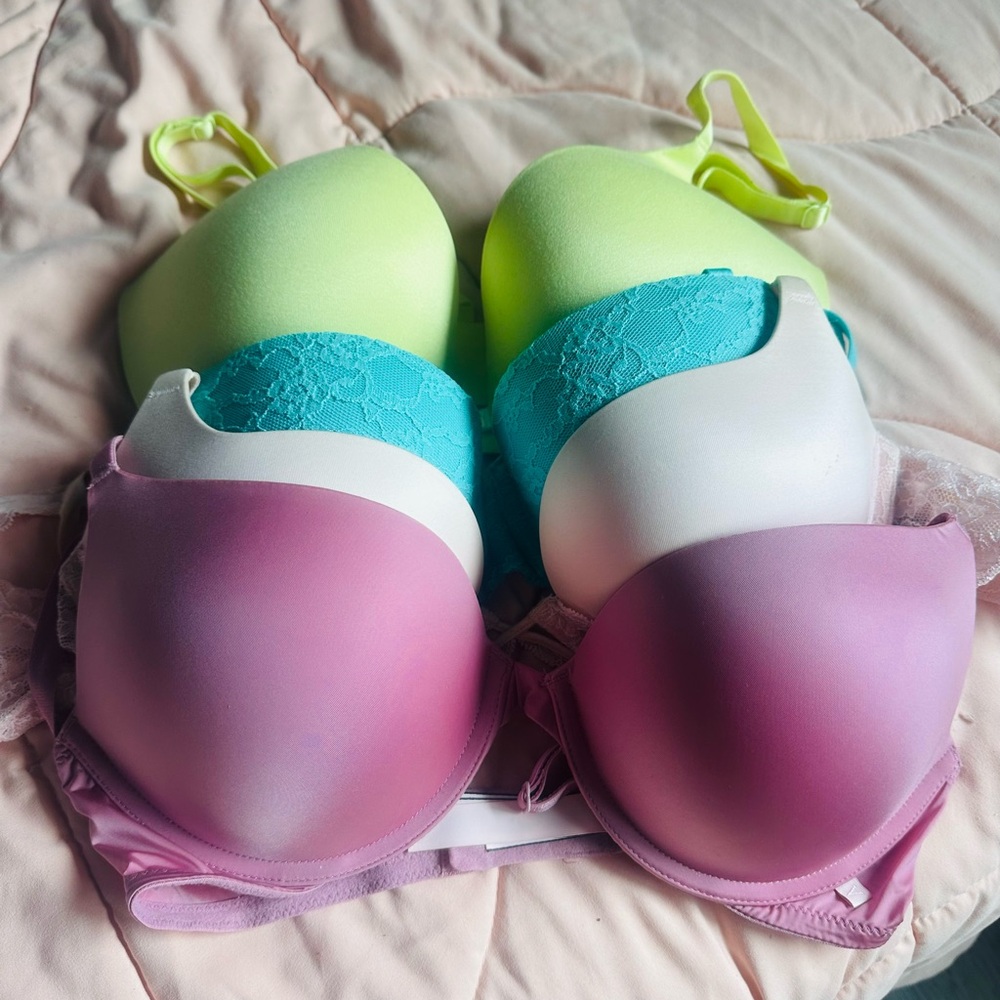 Victoria's Secret Vibrant Bra Collection - Pink, Blue, Green, White